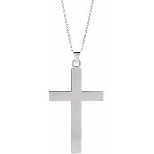 Extel Large Sterling Silver Mens Womens Religious Cross Pendant Charm with 18" Necklace