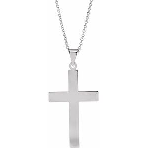 Extel Large 14K White Gold Religious Cross Pendant Charm