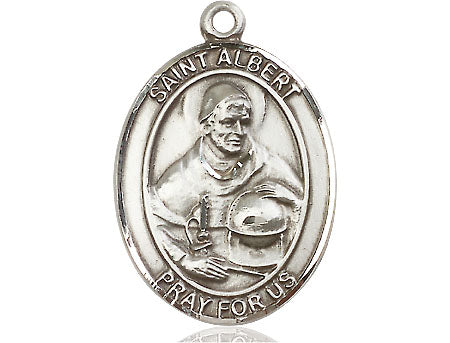 Extel Large Oval  Pewter St. Albert the Great Medal, Made in USA