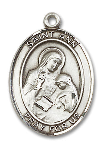 Extel Large Oval Sterling Silver St. Ann Medal, Made in USA