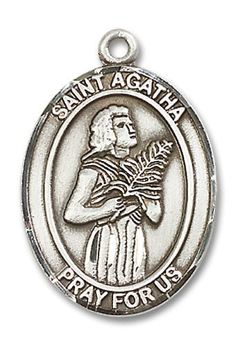 Extel Large Oval Sterling Silver St. Agatha Medal, Made in USA