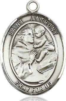 Extel Large Oval Pewter St. Anthony of Padua Medal, Made in USA