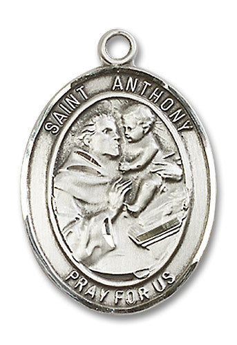 Extel Large Oval Sterling Silver St. Anthony of Padua Medal, Made in USA