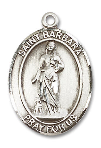 Extel Large Oval Sterling Silver St. Barbara Medal, Made in USA