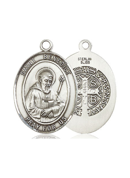 Extel Large Oval Pewter St. Benedict Medal, Made in USA