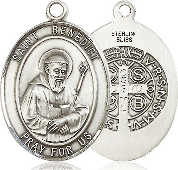 Extel Large Oval Pewter St. Benedict Medal, Made in USA