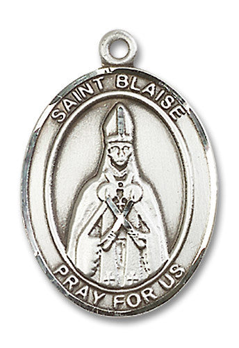 Extel Large Oval Sterling Silver St. Blaise Medal, Made in USA