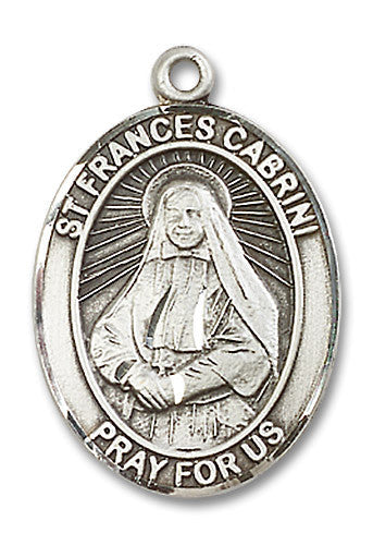 Extel Large Oval Sterling Silver St. Frances Cabrini Medal, Made in USA