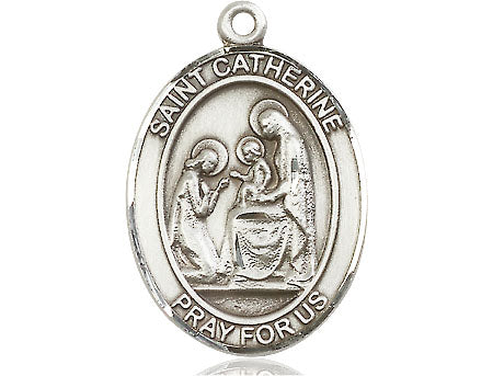 Extel Large Oval Pewter St. Catherine of Siena Medal, Made in USA