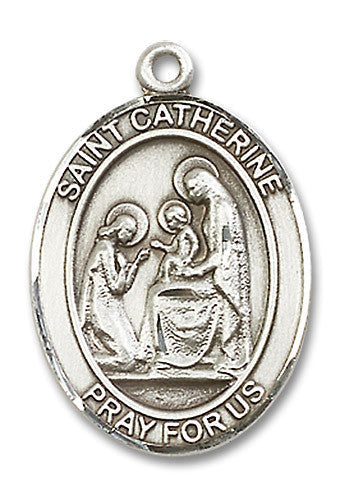 Extel Large Oval Sterling Silver St. Catherine of Siena Medal, Made in USA