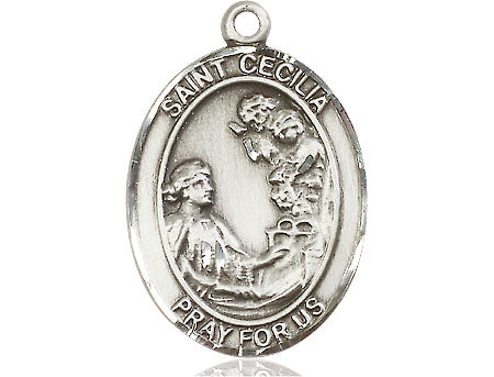 Extel Large Oval Pewter St. Cecilia Medal, Made in USA