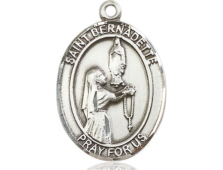 Extel Large Oval Pewter St. Bernadette Medal, Made in USA