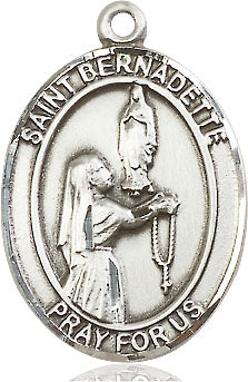 Extel Large Oval Pewter St. Bernadette Medal, Made in USA