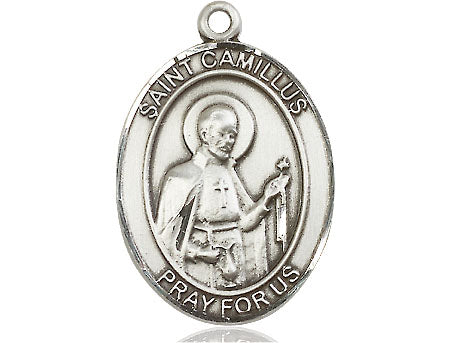 Extel Large Oval Pewter St. Camillus of Lellis Medal, Made in USA