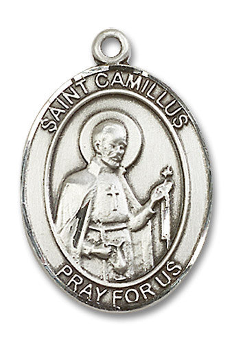 Extel Large Oval Sterling Silver St. Camillus of Lellis Medal, Made in USA