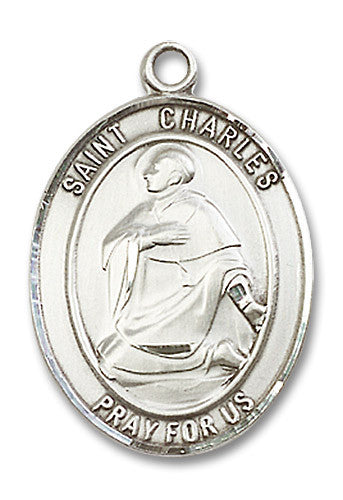 Extel Large Oval Sterling Silver St. Charles Borromeo Medal, Made in USA