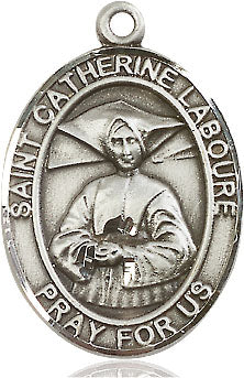 Extel Large Oval  Pewter St. Catherine Laboure Medal, Made in USA