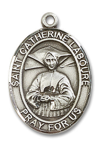 Extel Large Oval Sterling Silver St. Catherine Laboure Medal, Made in USA