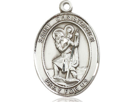 Extel Large Oval  Pewter St. Christopher Medal, Made in USA