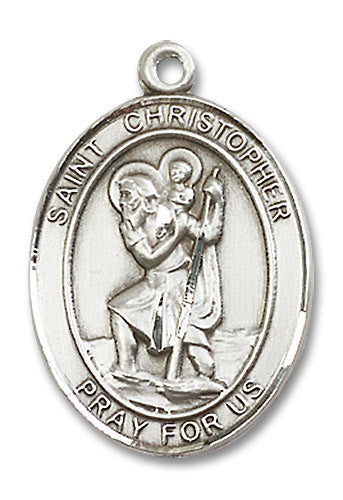 Extel Large Oval Sterling Silver St. Christopher Medal, Made in USA