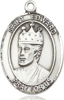 Extel Large Oval Pewter St. Edward the Confessor Pendant with 24" chain, Made in USA