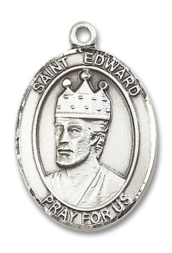 Extel Large Oval Sterling Silver St. Edward the Confessor Medal, Made in USA