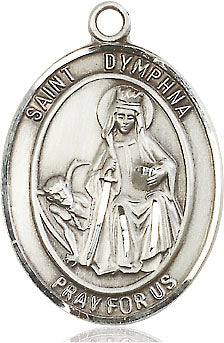 Extel Large Oval Pewter St. Dymphna Medal, Made in USA