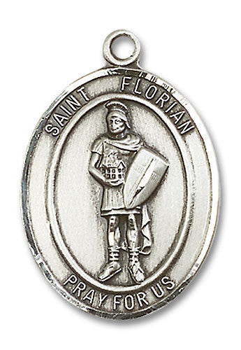 Extel Large Oval Sterling Silver St. Florian Medal, Made in USA