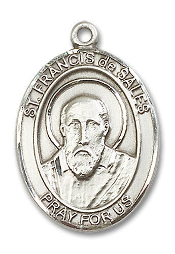 Extel Large Oval Sterling Silver St. Francis de Sales Medal, Made in USA