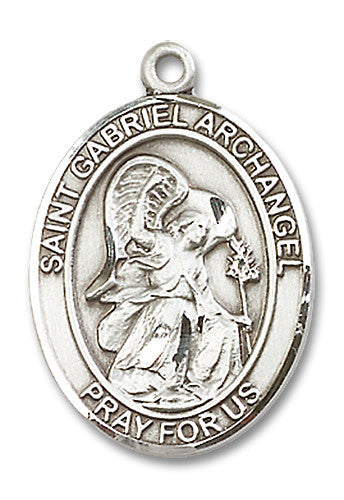 Extel Large Oval Sterling Silver St. Gabriel the Archangel Medal, Made in USA