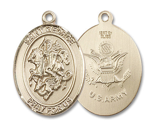 Extel Oval Large 14kt Gold Filled St George Army Medal, Made in USA