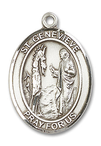 Extel Large Oval Sterling Silver St. Genevieve Medal, Made in USA