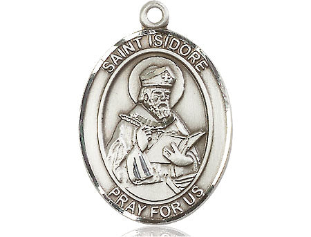 Extel Large Oval Pewter St. Isidore of Seville Medal, Made in USA