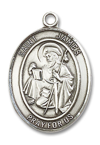 Extel Large Oval Sterling Silver St. James the Greater Medal, Made in USA