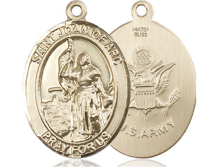 Extel Oval Large 14kt Gold Filled St Joan of Arc Army Medal, Made in USA