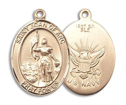 Extel Oval Large 14kt Gold Filled St Joan of Arc Navy Medal, Made in USA