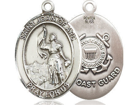 Extel Oval Large Pewter St. Joan of Arc  Coast Guard Medal, Made in USA