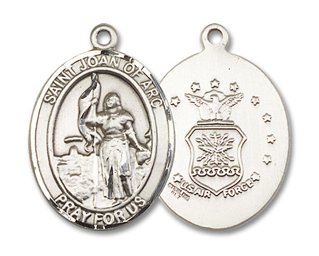 Extel Oval Large Sterling Silver St Joan of Arc Air Force Medal, Made in USA