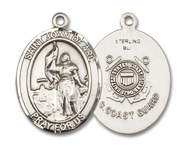 Extel Oval Large Sterling Silver St. Joan of Arc  Coast Guard Medal, Made in USA