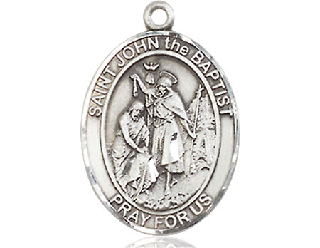 Extel Large Oval Pewter St. John the Baptist Medal, Made in USA