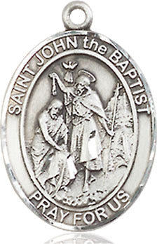 Extel Large Oval Pewter St. John the Baptist Medal, Made in USA