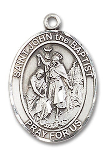 Extel Large Oval Sterling Silver St. John the Baptist Medal, Made in USA