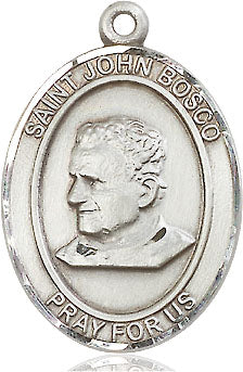 Extel Large Oval Sterling Silver St. John Bosco Medal, Made in USA