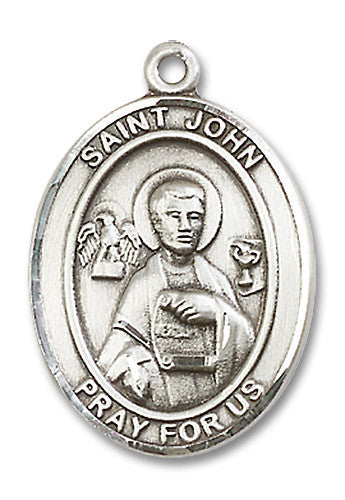 Extel Large Oval Sterling Silver St. John the Apostle Medal, Made in USA