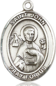 Extel Large Oval Sterling Silver St. John the Apostle Medal, Made in USA