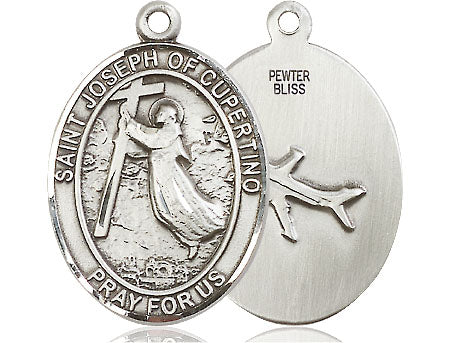 Extel Large Oval Pewter St. Joseph of Cupertino Medal, Made in USA