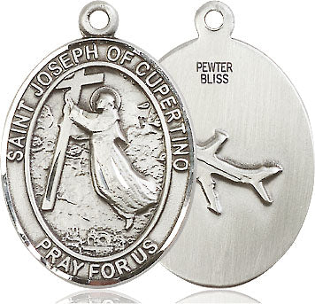 Extel Large Oval Pewter St. Joseph of Cupertino Medal, Made in USA