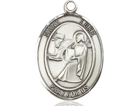 Extel Large Oval Pewter St. Luke the Apostle Medal, Made in USA