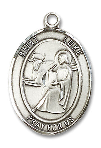 Extel Large Oval Sterling Silver St. Luke the Apostle Medal, Made in USA