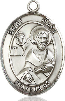 Extel Large Oval Pewter St. Mark the Evangelist Medal, Made in USA